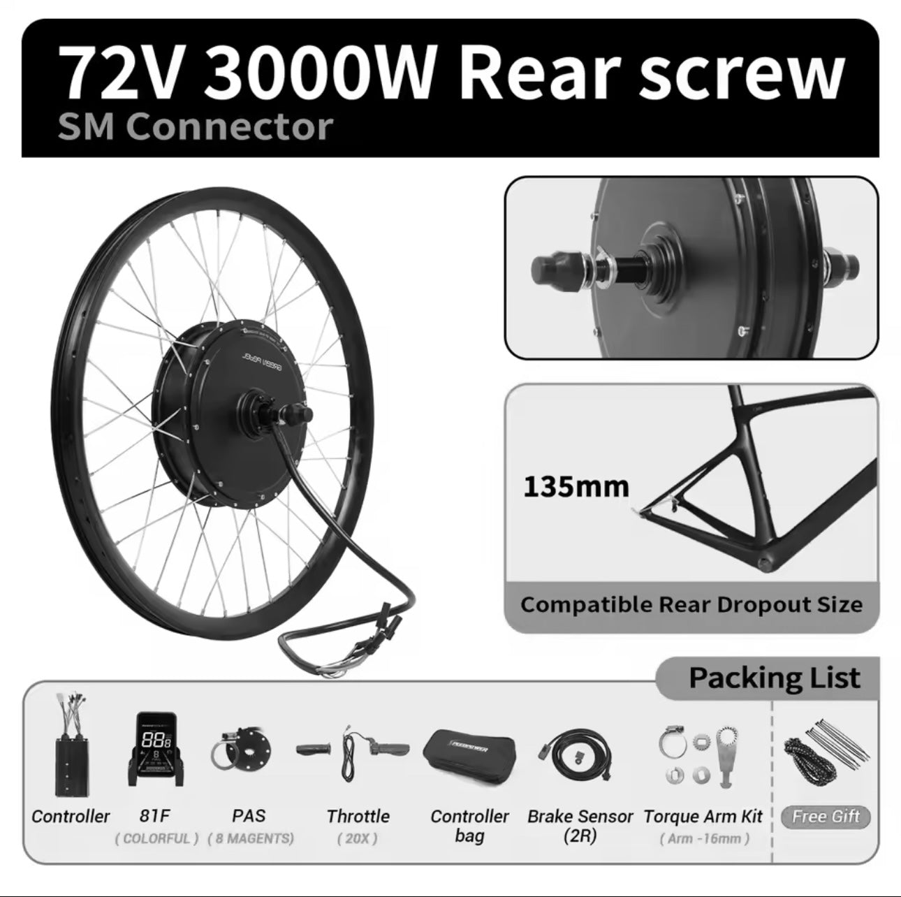 3000W 72v Gearless Motor
